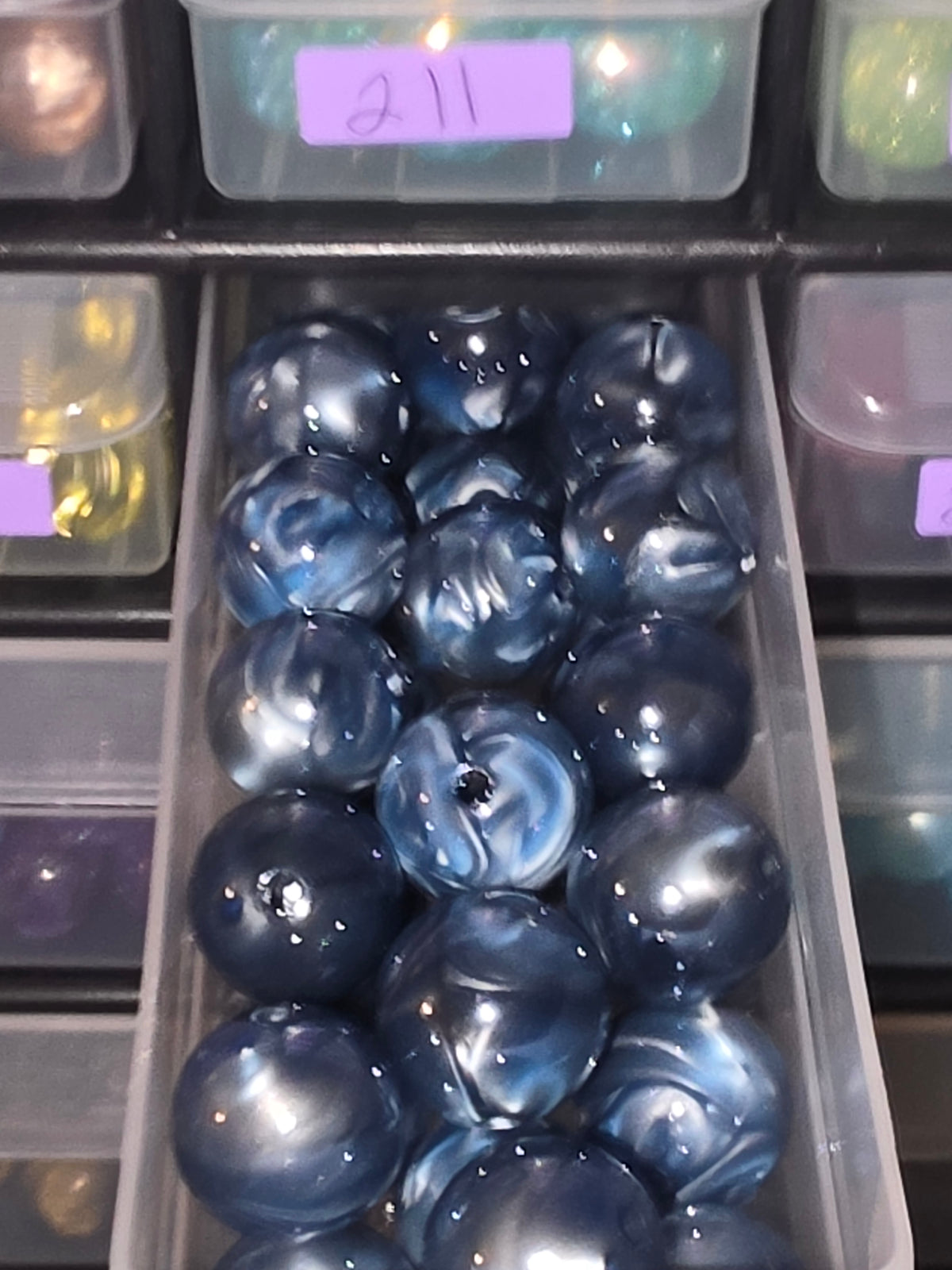 Blue marble 20mm acrylic bead #219