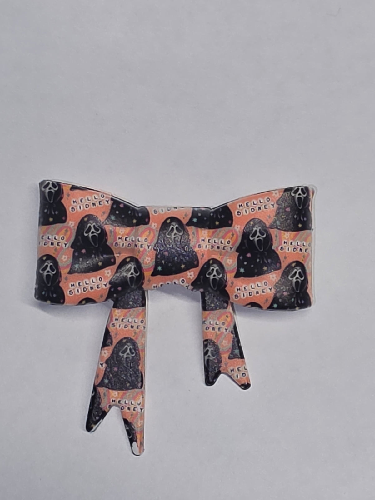 Orange ghost face straw topper bow #R2