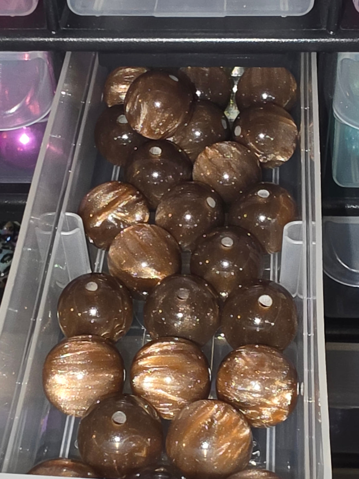 Brown simmer 16mm acrylic bead #210)