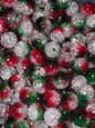 Red white green arylic bead 16 mm #269
