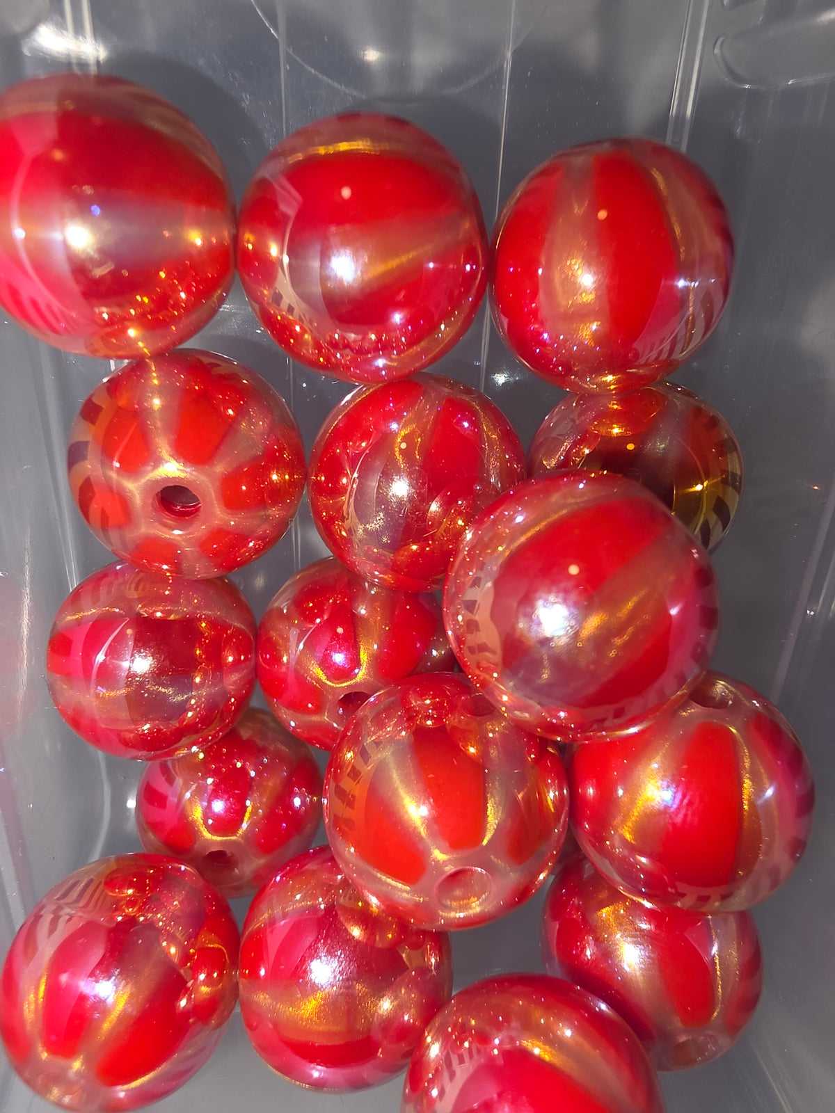 Coral/ gold  16  mm acrylic bead #126
