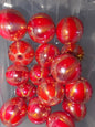 Coral/ gold  16  mm acrylic bead #126