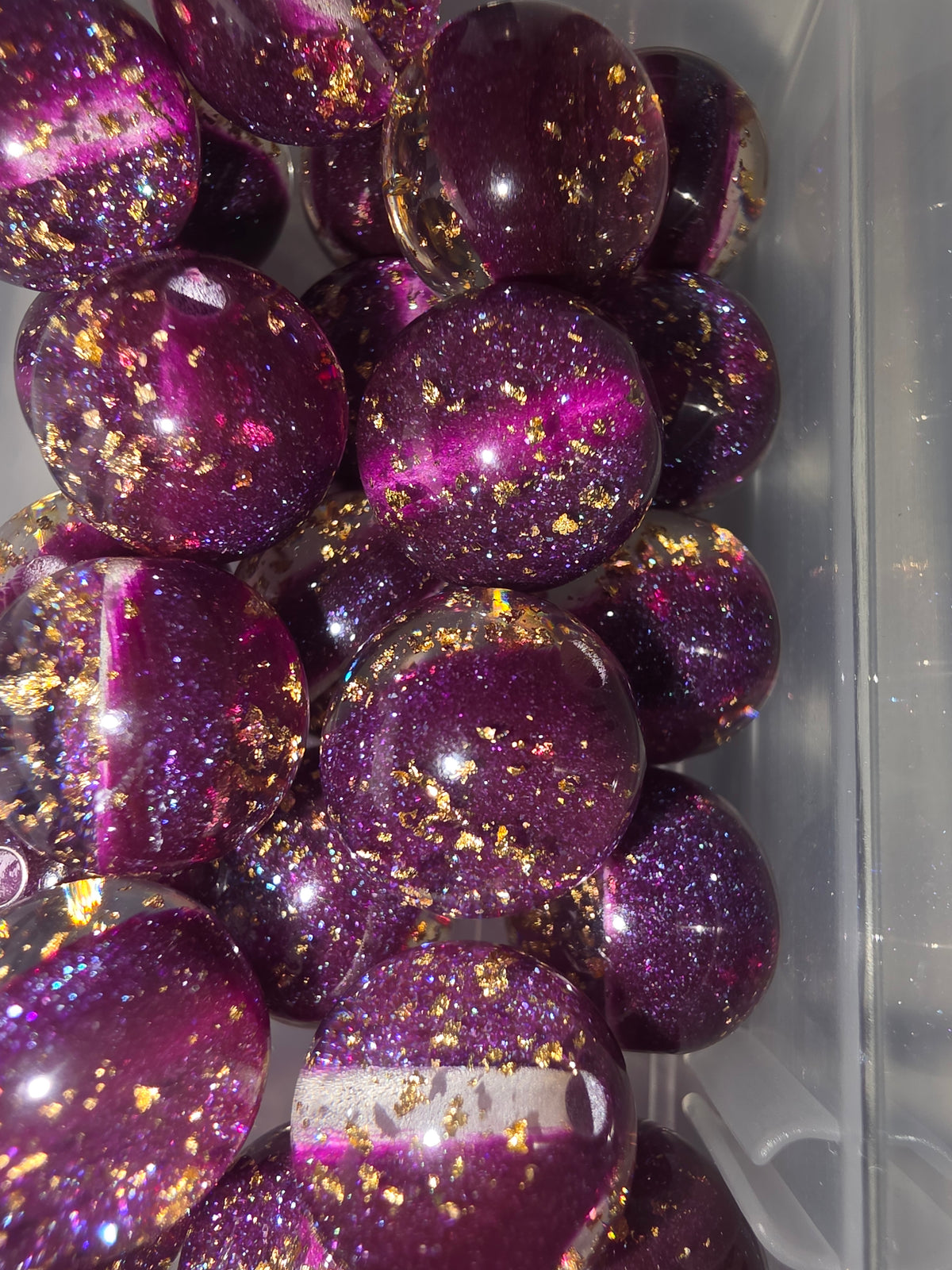 Purple with gold flakes 16  mm acrylic bead #194