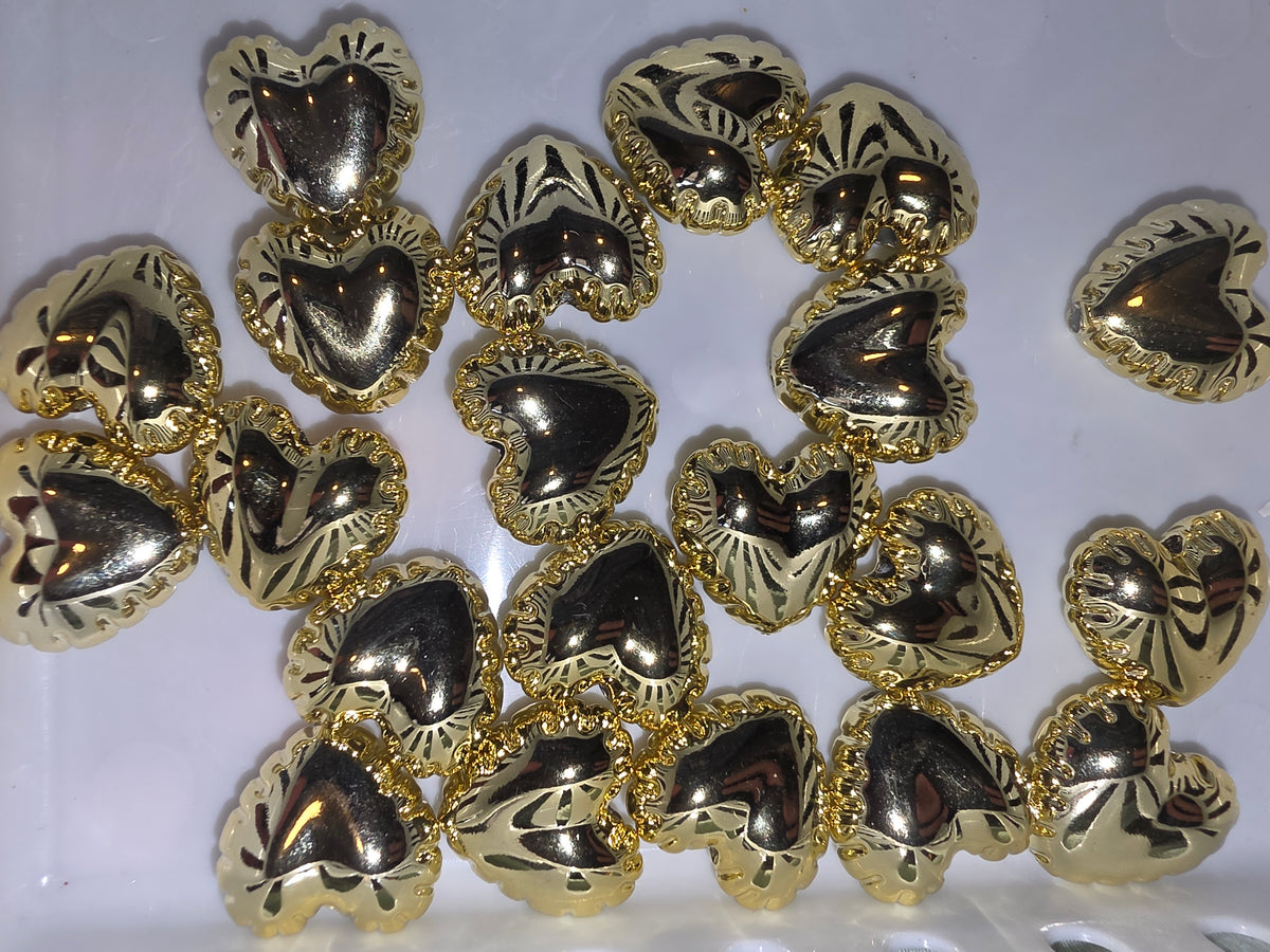 Gold heart acrylic focal #339