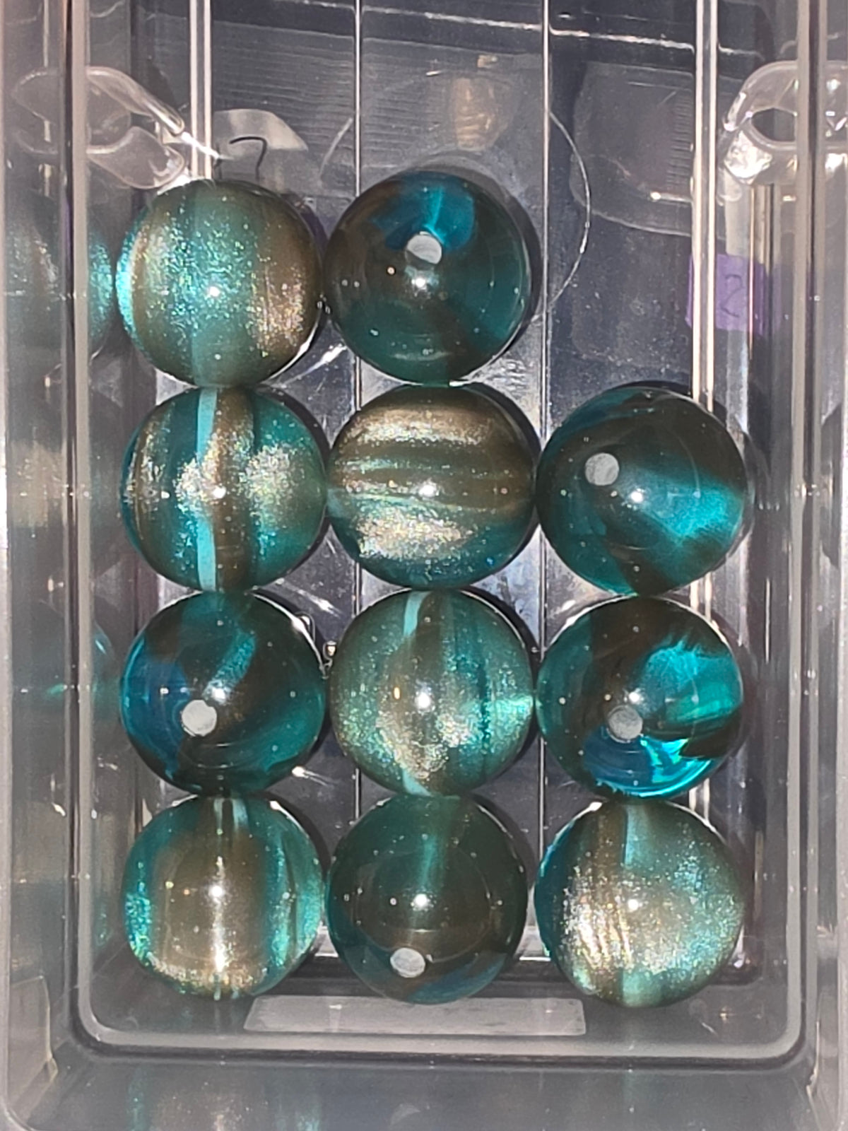 Blue gold  acrylic bead #206