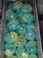 Heart green and light green 16mm acrylic bead #211