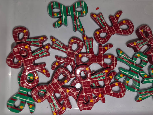 (Random pick) Red or Green Christmas bow acrylic focal #8